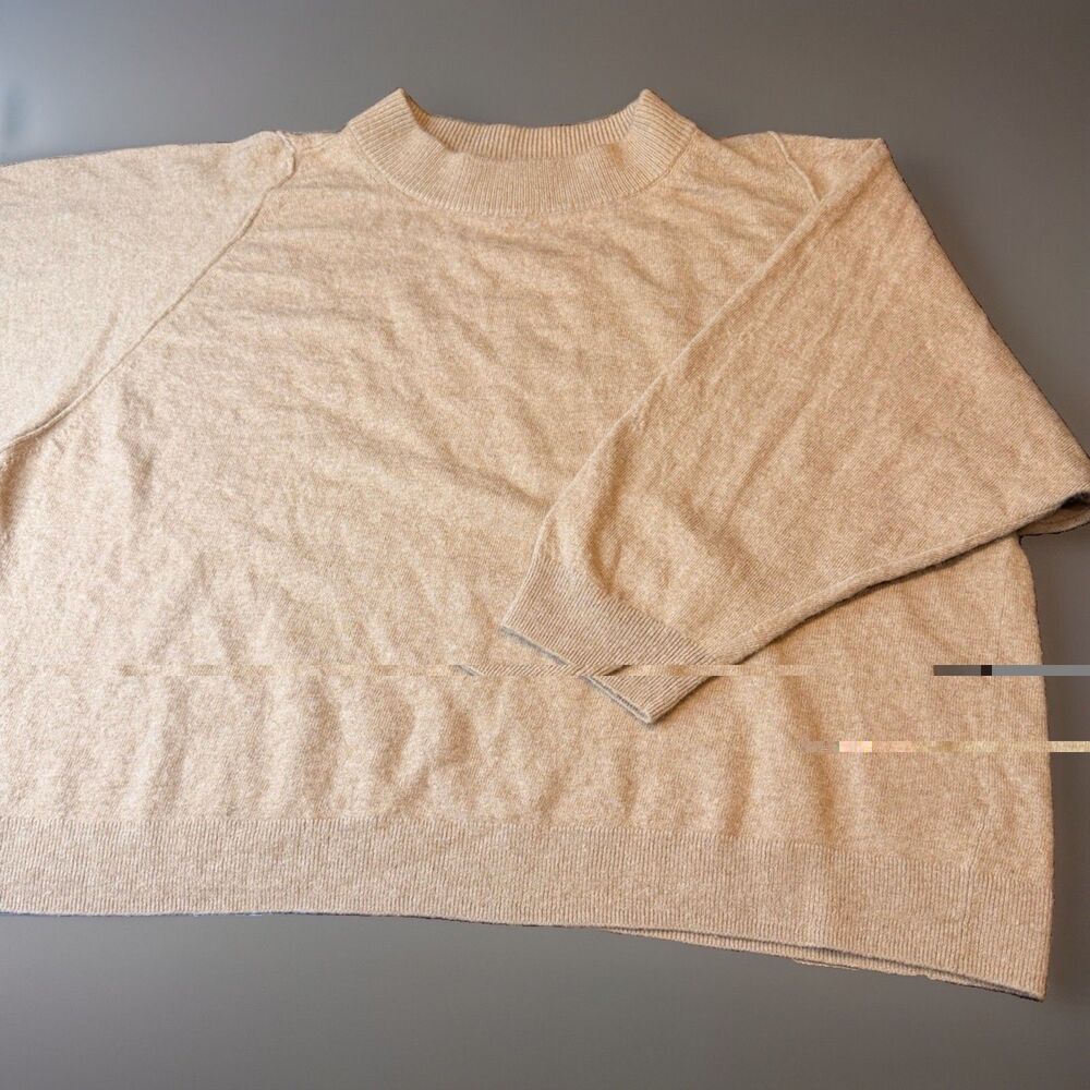 J.Crew Women’s Large Camel Wool Blend Raglan Crewneck Sweater Beige Pullover